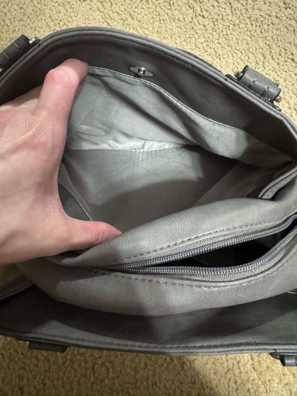 Rosetti Gray Shoulder Tote with Front Zip & Buckle Detail - Picture 5 of 8
